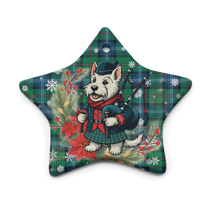 Scottish Urquhart Ancient Clan Tartan Ceramic Ornament Cute Scottish Terrier Dog Star Style Tartan Plaid