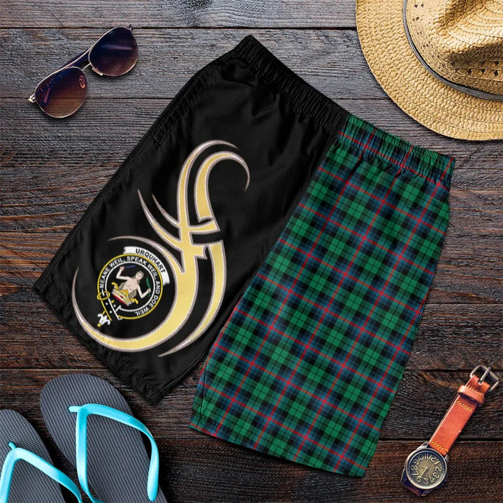 Scottish Urquhart Broad Red Ancient Clan Crest Tartan Believe in Me Men's Shorts