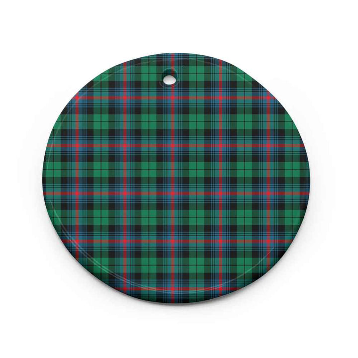 Scottish Urquhart Broad Red Ancient Clan Tartan Ceramic Ornament Circle Shape Tartan Plaid