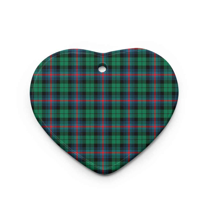 Scottish Urquhart Broad Red Ancient Clan Tartan Ceramic Ornament Heart Shape Tartan Plaid