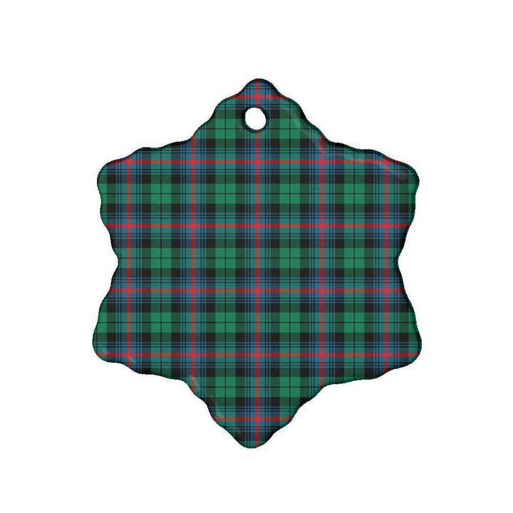 Scottish Urquhart Broad Red Ancient Clan Tartan Ceramic Ornament Snow Flake Shape Tartan Plaid