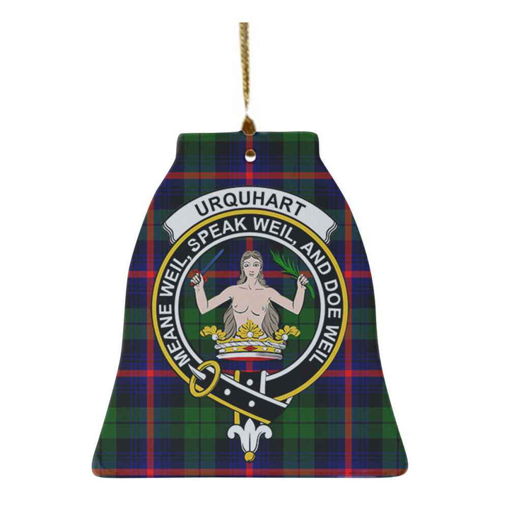 Scottish Urquhart Clan Crest Tartan Ceramic Ornament Bell Shape Tartan Plaid