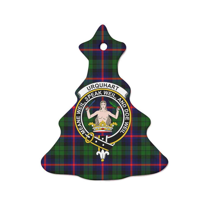Scottish Urquhart Clan Crest Tartan Ceramic Ornament Tree Shape Tartan Plaid