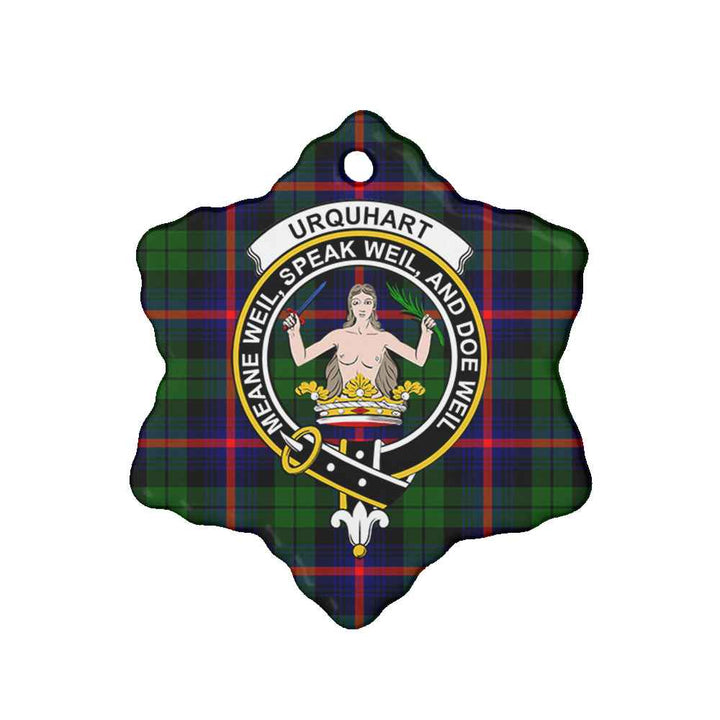 Scottish Urquhart Clan Crest Tartan Ceramic Ornament Snow Flake Shape Tartan Plaid