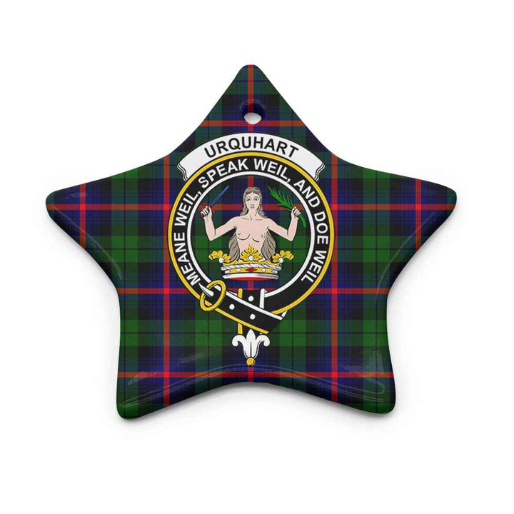 Scottish Urquhart Clan Crest Tartan Ceramic Ornament Star Shape Tartan Plaid