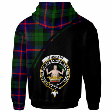 Scottish Urquhart Clan Crest Tartan Curve Hoodie Back Side Tartan Plaid