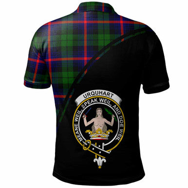 Scottish Urquhart Clan Crest Tartan Curve Polo Shirt Back Side Tartan Plaid