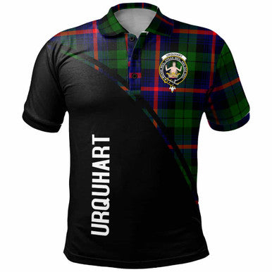 Scottish Urquhart Clan Crest Tartan Curve Polo Shirt Front Side Tartan Plaid