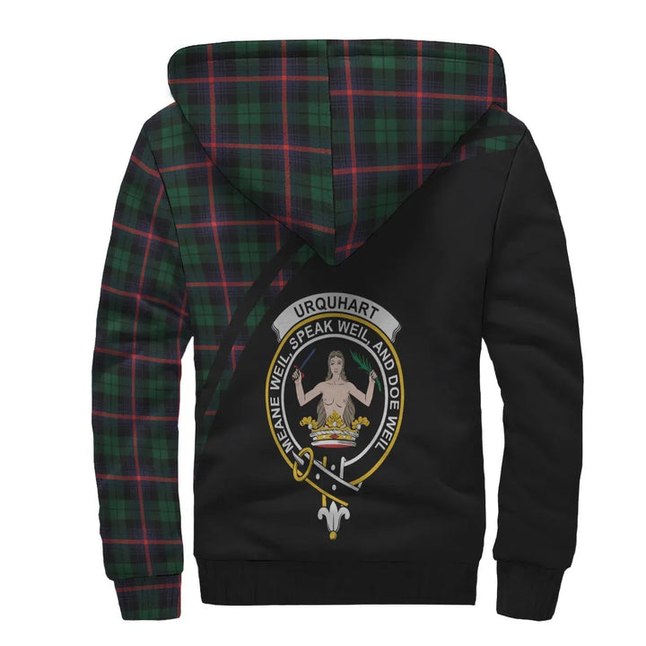 Scottish Urquhart Clan Crest Tartan Curve Sherpa Hoodie