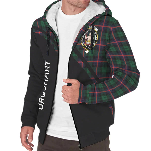 Scottish Urquhart Clan Crest Tartan Curve Sherpa Hoodie