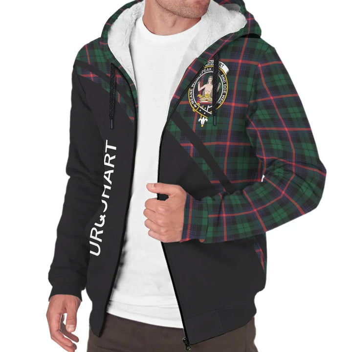 Scottish Urquhart Clan Crest Tartan Curve Sherpa Hoodie
