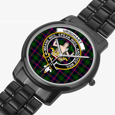 Scottish Urquhart Clan Crest Tartan Folding Clasp Steel Quartz Watches Tartan Plaid Black 2