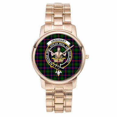 Scottish Urquhart Clan Crest Tartan Folding Clasp Steel Quartz Watches Tartan Plaid Rose Gold 1