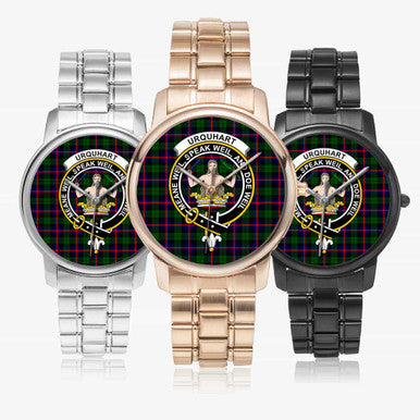 Scottish Urquhart Clan Crest Tartan Folding Clasp Steel Quartz Watches Tartan Plaid All