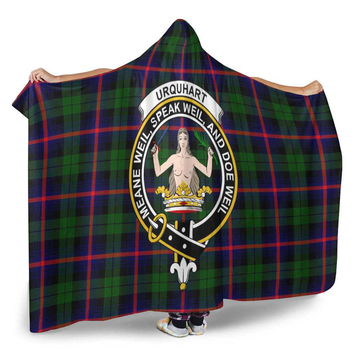 Scottish Urquhart Clan Crest Tartan Hooded Blanket Tartan Plaid 2