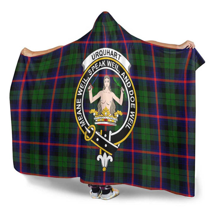 Scottish Urquhart Clan Crest Tartan Hooded Blanket Tartan Plaid 3