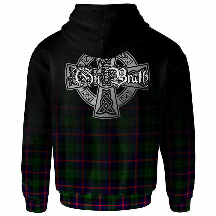 Scottish Urquhart Clan Crest Tartan Hoodie - Alba Gu Brath Family Crest Celtic Inspired Back Side Tartan Plaid