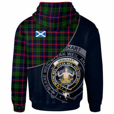 Scottish Urquhart Clan Crest Tartan Hoodie - Bend Style Back Side Tartan Plaid