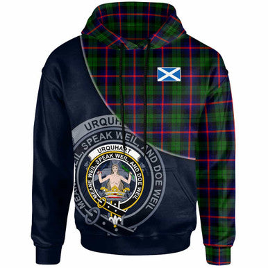 Scottish Urquhart Clan Crest Tartan Hoodie - Bend Style Front Side Tartan Plaid