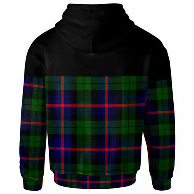 Scottish Urquhart Clan Crest Tartan Hoodie - Horizontal Style Back Side Tartan Plaid