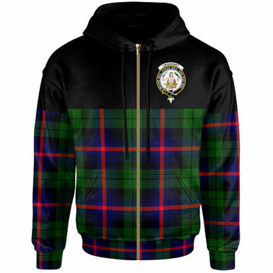 Scottish Urquhart Clan Crest Tartan Hoodie - Horizontal Style Zip-up Tartan Plaid