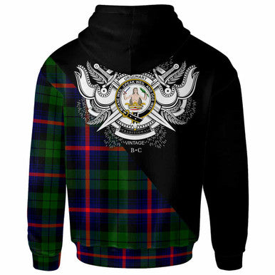 Scottish Urquhart Clan Crest Tartan Hoodie - Military Logo Back Side Tartan Plaid