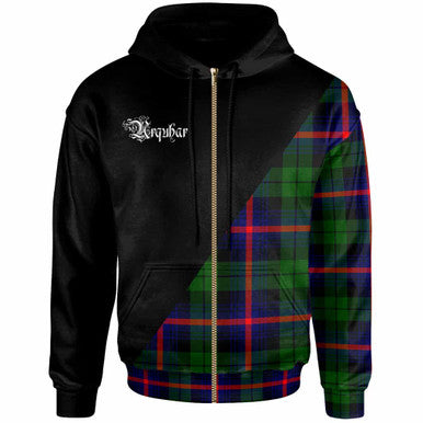 Scottish Urquhart Clan Crest Tartan Hoodie - Military Logo Zip-up Tartan Plaid