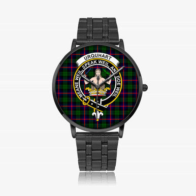 Scottish Urquhart Clan Crest Tartan Instafamous Steel Quartz Watches Tartan Plaid Black 1