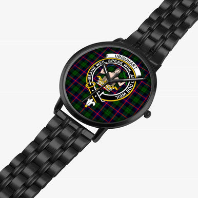 Scottish Urquhart Clan Crest Tartan Instafamous Steel Quartz Watches Tartan Plaid Black 2