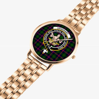 Scottish Urquhart Clan Crest Tartan Instafamous Steel Quartz Watches Tartan Plaid Rose Gold 2