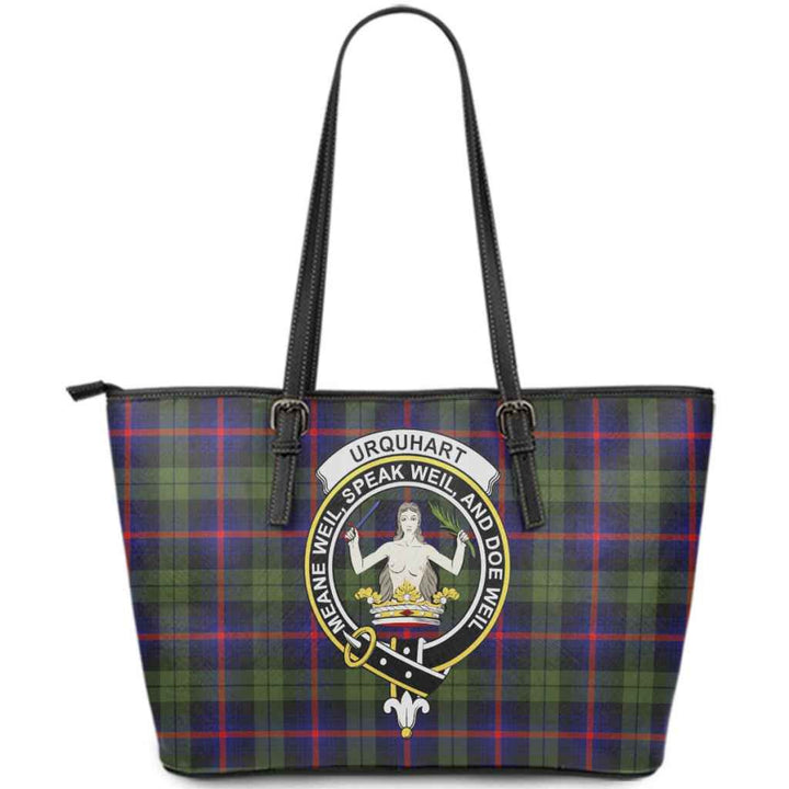 Scottish Urquhart Clan Crest Tartan Leather Tote Tartan Plaid