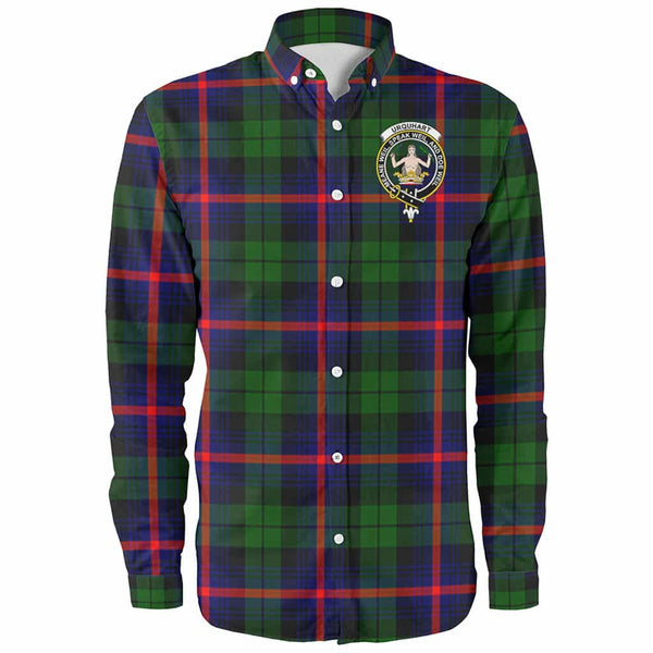 Scottish Urquhart Clan Crest Tartan Long Sleeve Shirt Front Side Tartan Plaid