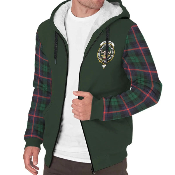 Scottish Urquhart Clan Crest Tartan Plaid Sleeve Sherpa Hoodie