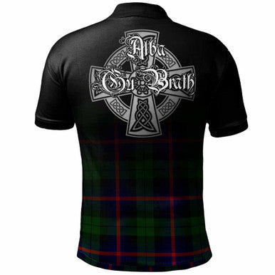 Scottish Urquhart Clan Crest Tartan Polo Shirt - Alba Gu Brath Family Crest Celtic Inspired Back Side Tartan Plaid
