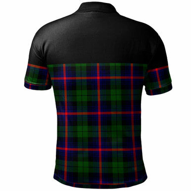 Scottish Urquhart Clan Crest Tartan Polo Shirt - Horizontal Style Back Side Tartan Plaid