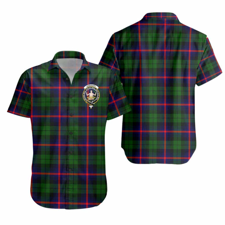 Scottish Urquhart Clan Crest Tartan Short Sleeve Shirt Tartan Plaid