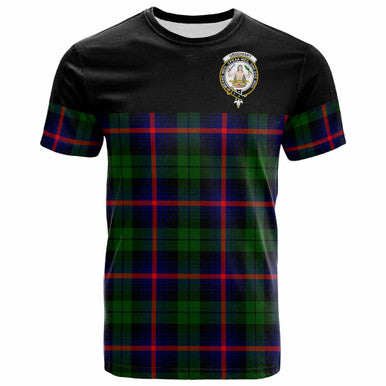 Scottish Urquhart Clan Crest Tartan T-Shirt - Horizontal Style Front Side Tartan Plaid