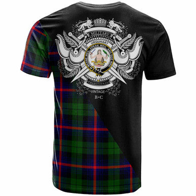 Scottish Urquhart Clan Crest Tartan T-Shirt - Military Logo Back Side Tartan Plaid