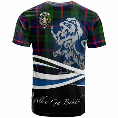 Scottish Urquhart Clan Crest Tartan T-Shirt - Scotland Lion Back Side Tartan Plaid