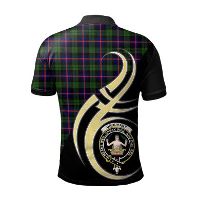 Scottish Urquhart Modern Clan Crest Tartan Polo Shirt Believe in Me Back Side Tartan Plaid