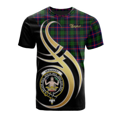 Scottish Urquhart Modern Clan Crest Tartan T-Shirt Believe in Me Front Side Tartan Plaid