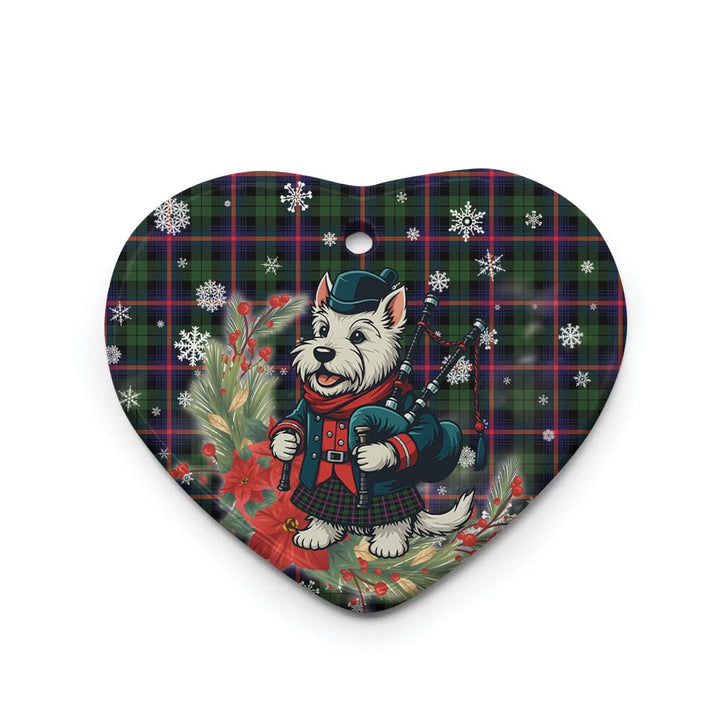 Scottish Urquhart Modern Clan Tartan Ceramic Ornament Cute Scottish Terrier Dog Heart Style Tartan Plaid