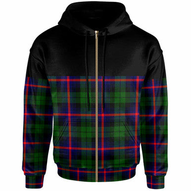 Scottish Urquhart Modern Clan Tartan Hoodie - Horizontal Style Zip Tartan Plaid