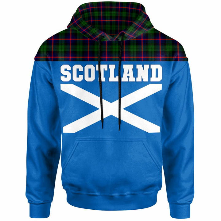 Scottish Urquhart Modern Clan Tartan Hoodie - Lion Rampant of Scotland With Flag Front Side Tartan Plaid