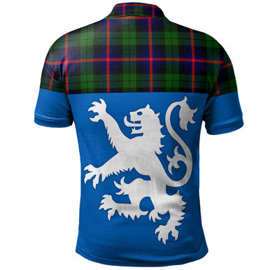 Scottish Urquhart Modern Clan Tartan Polo Shirt - Lion Rampant of Scotland With Flag Back Side Tartan Plaid