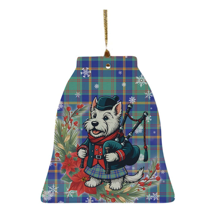Scottish US Marine Clan Tartan Ceramic Ornament Cute Scottish Terrier Dog Bell Style Tartan Plaid