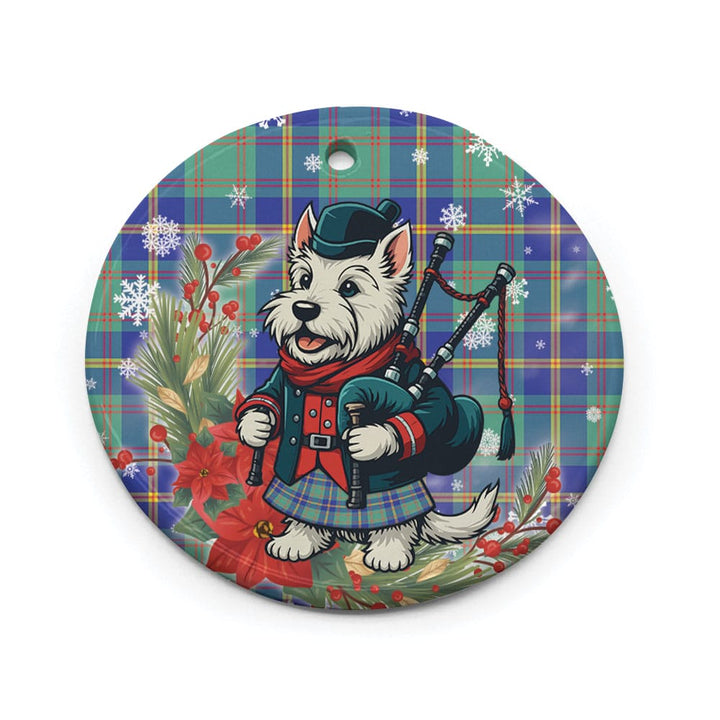Scottish US Marine Clan Tartan Ceramic Ornament Cute Scottish Terrier Dog Circle Style Tartan Plaid