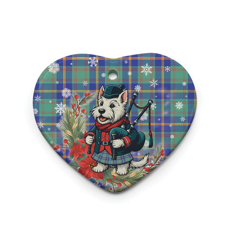 Scottish US Marine Clan Tartan Ceramic Ornament Cute Scottish Terrier Dog Heart Style Tartan Plaid