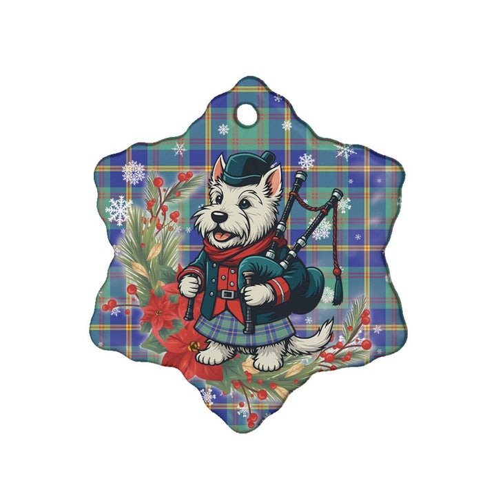 Scottish US Marine Clan Tartan Ceramic Ornament Cute Scottish Terrier Dog Snow Flake Style Tartan Plaid