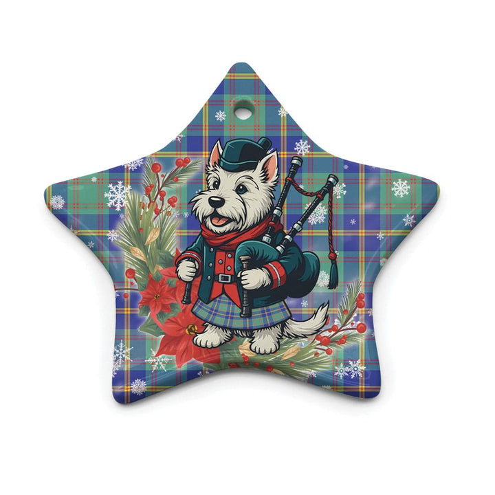 Scottish US Marine Clan Tartan Ceramic Ornament Cute Scottish Terrier Dog Star Style Tartan Plaid